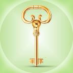 key on green background